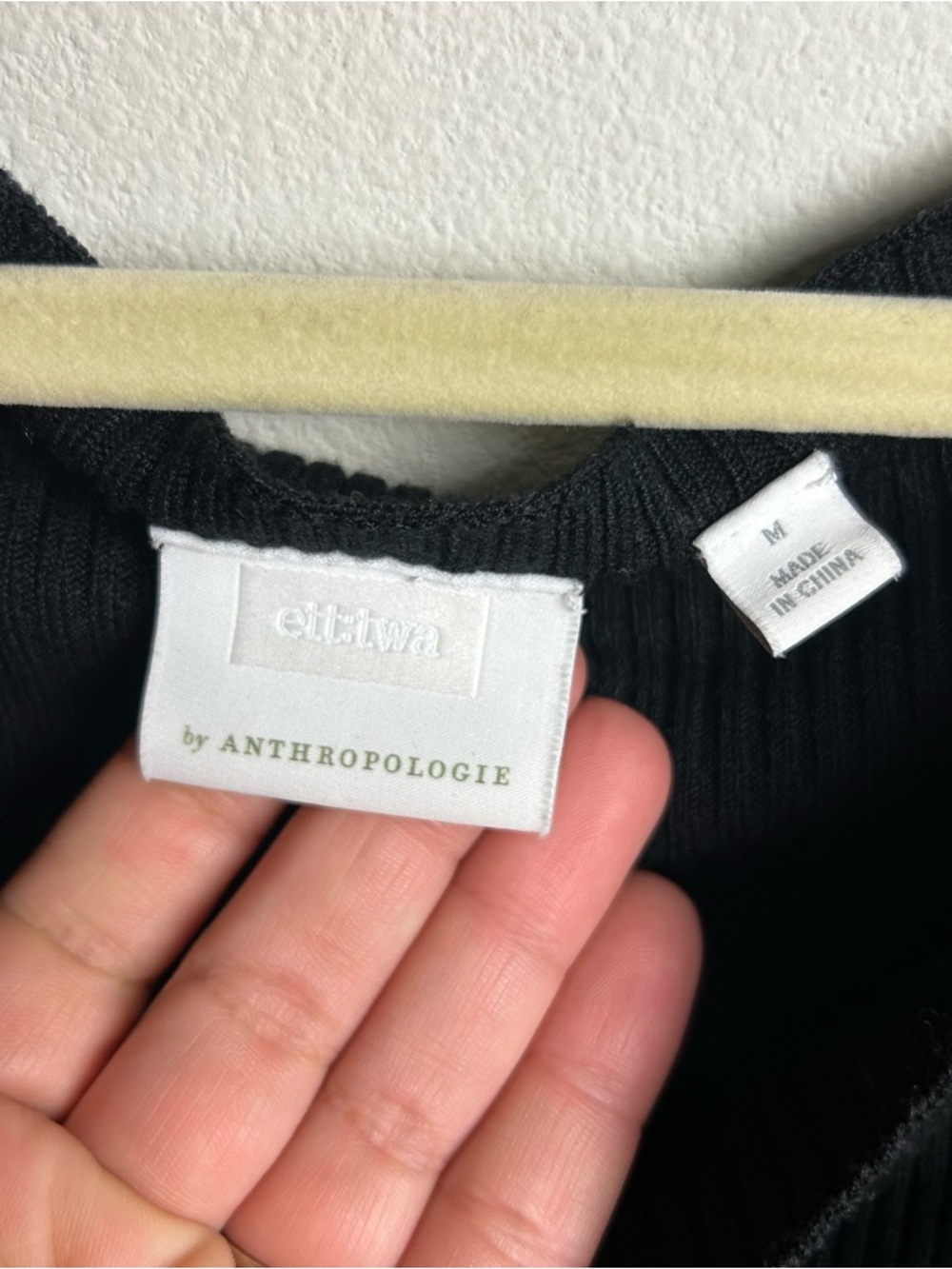 EttTwa by Anthropologie Boatneck ribbed short sleeve blouse black size: M - Picture 6 of 9